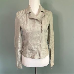 Olsen 100% linen asymmetrical zip up jacket xs